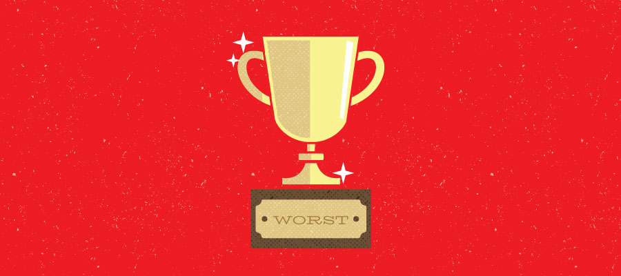 Trophy inscribed with "Worst"