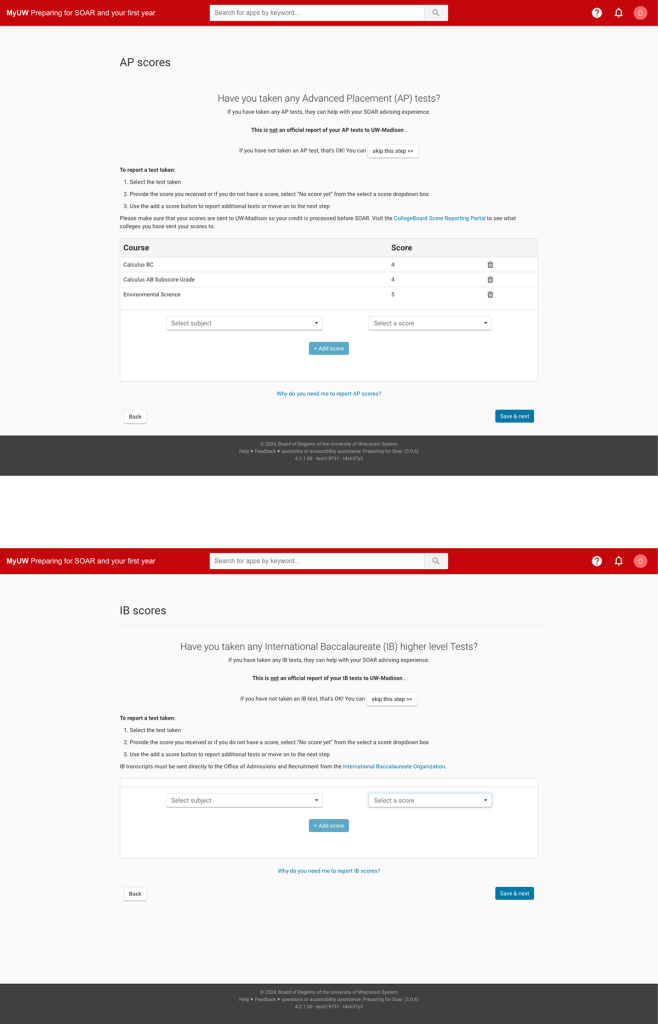 examples of AP and IB scores before re-deisgn