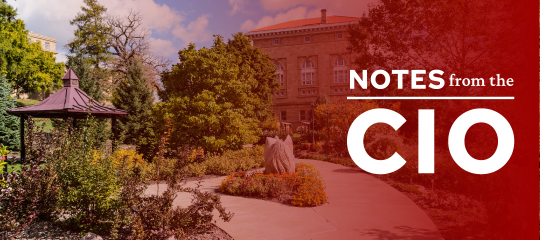 "Notes from the CIO" banner with peaceful garden scene