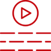 An icon of a play button with caption text below it