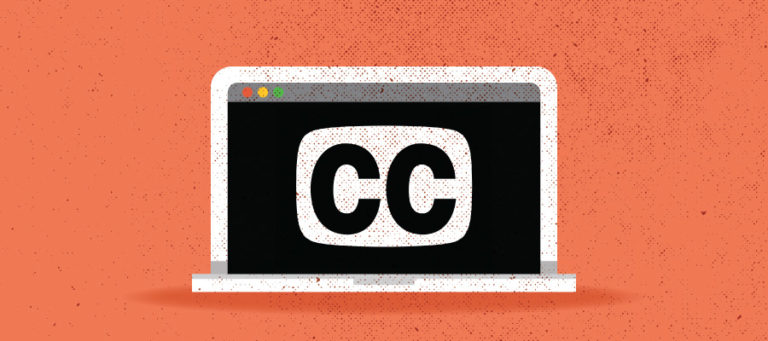 Laptop displaying closed captioning icon