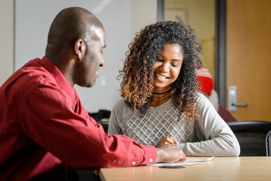 A student works with an advisor at UW-Madison.