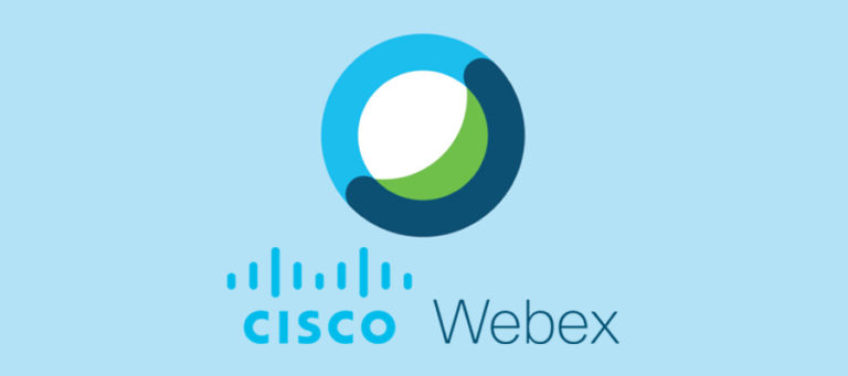 Cisco Webex Meetings logo on a blue background