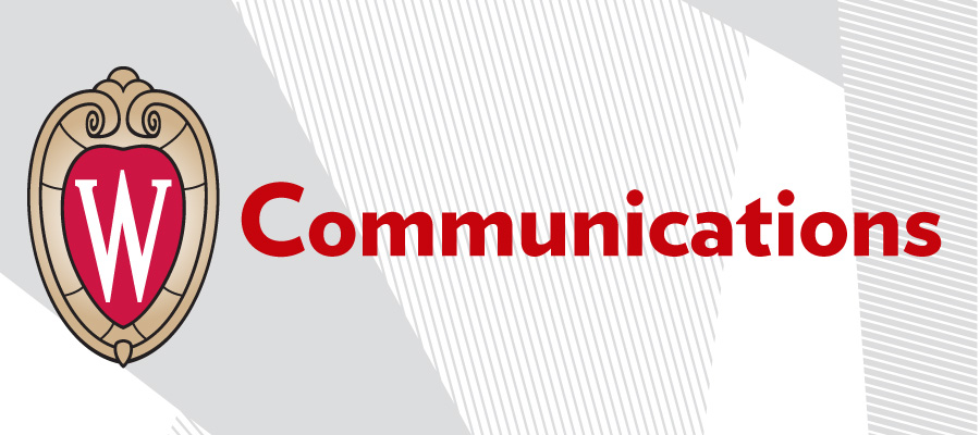 UW crest with the word "Communications" in red