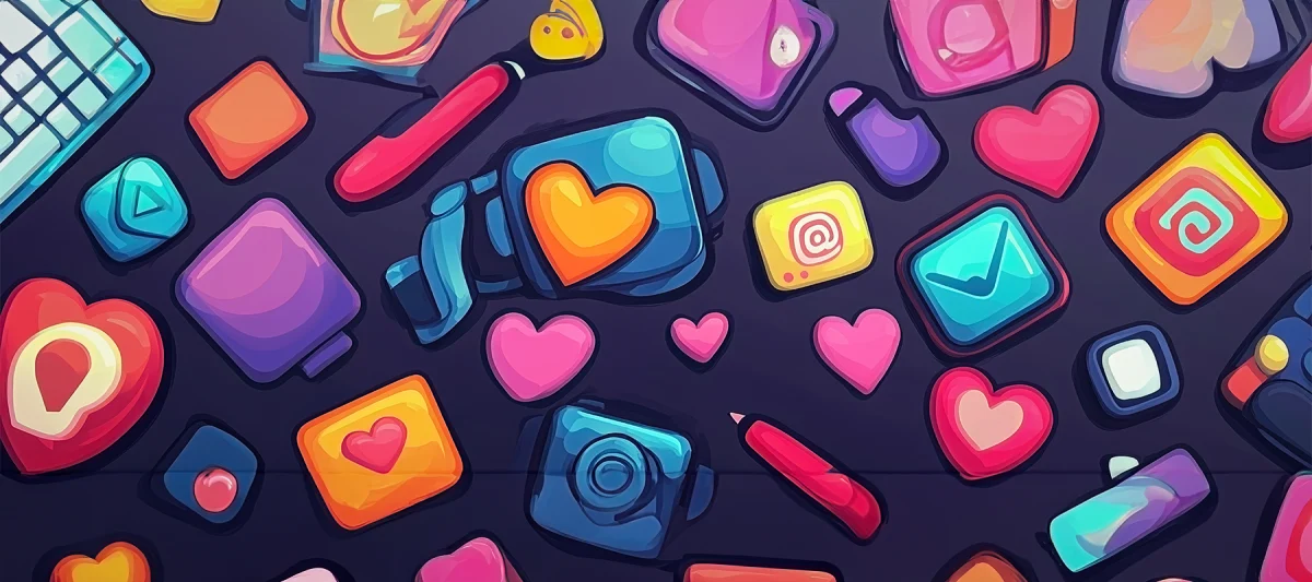 Hearts and tech icons