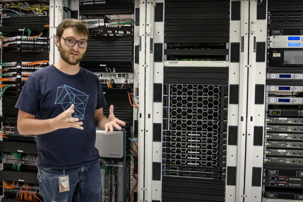 Racks of Wisconsin Public Radio equipment in the DoIT Data Center