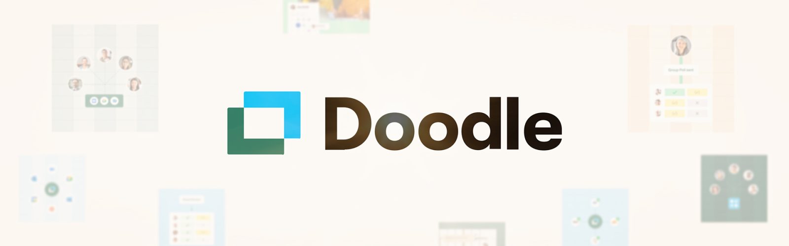 Doodle logo with floating screen capture from the Doodle app