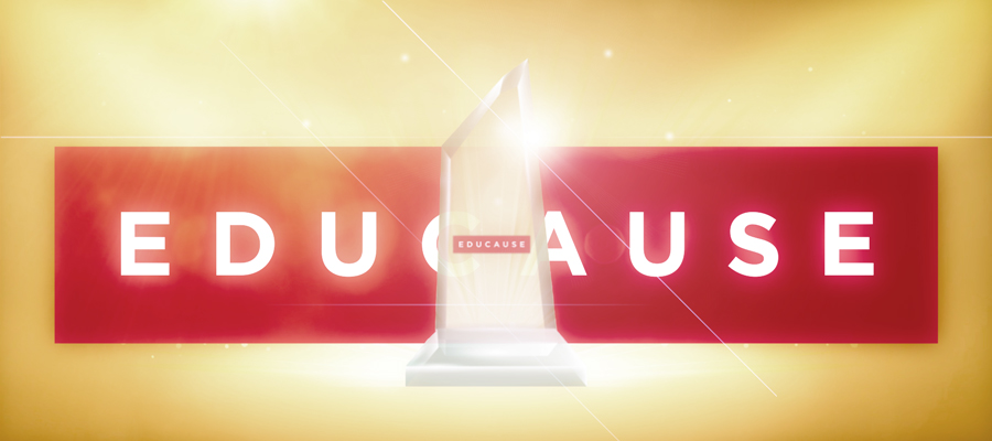 EDUCAUSE logo with a crystal trophy