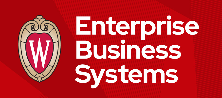 Enterprise Business Systems against a red background with the UW crest.
