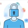 A lock-headed figure surrounded by app icons, representing user identity protection.