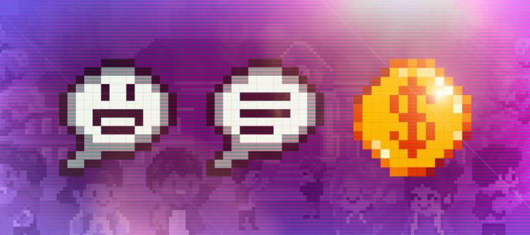 An image of 2 talk bubble and a coin.