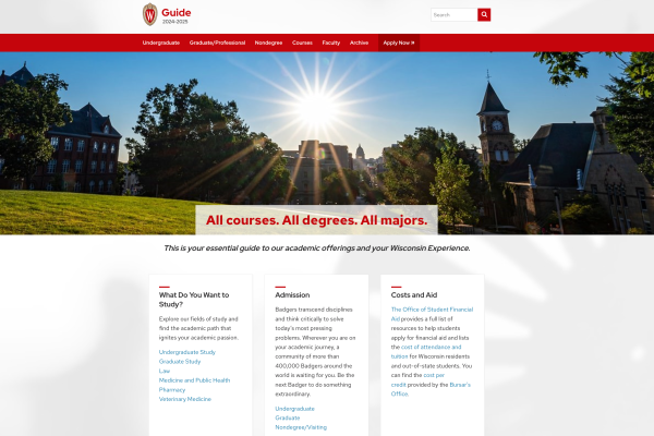 Landing page of the Guide.wisc.edu website
