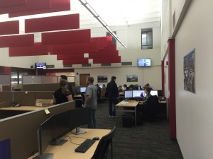 Students getting help at the Level 1 Help Desk