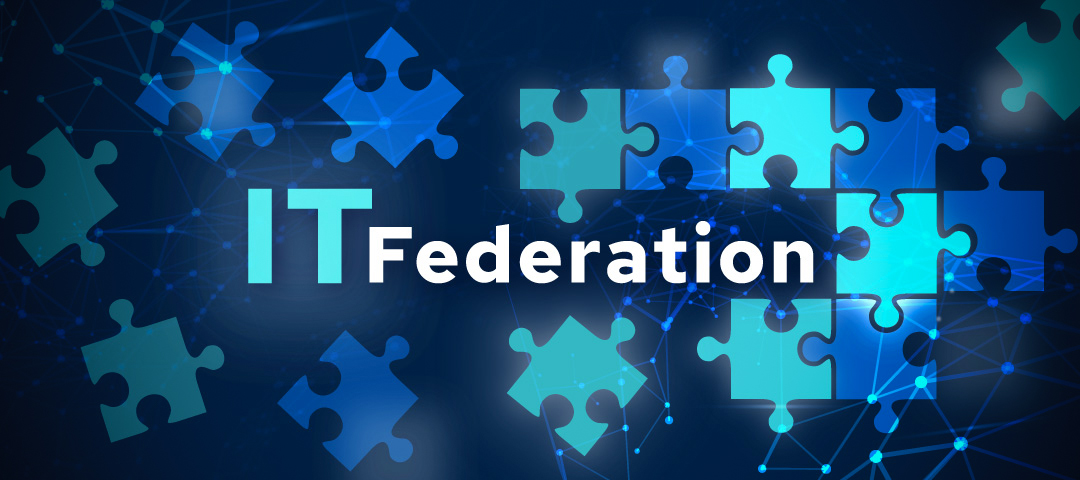 The words "IT Federation" appear on top of a background of puzzle pieces, some scattered and others fitting together.