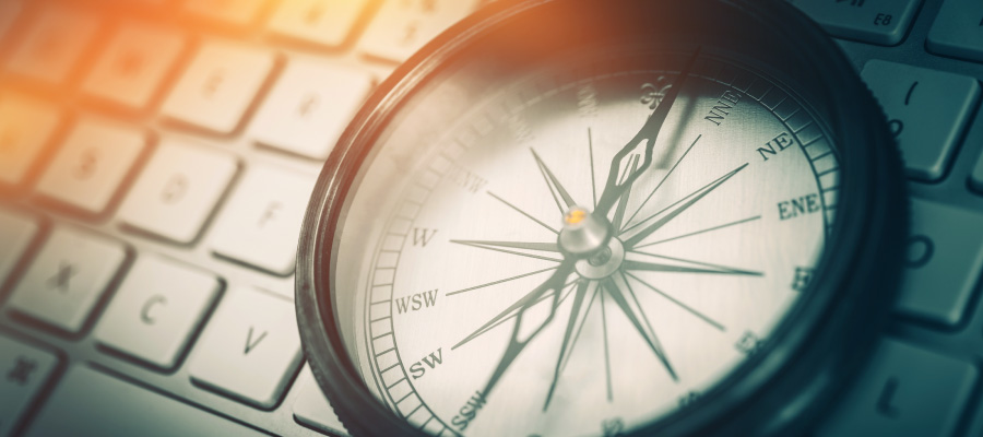 Compass on a computer keyboard