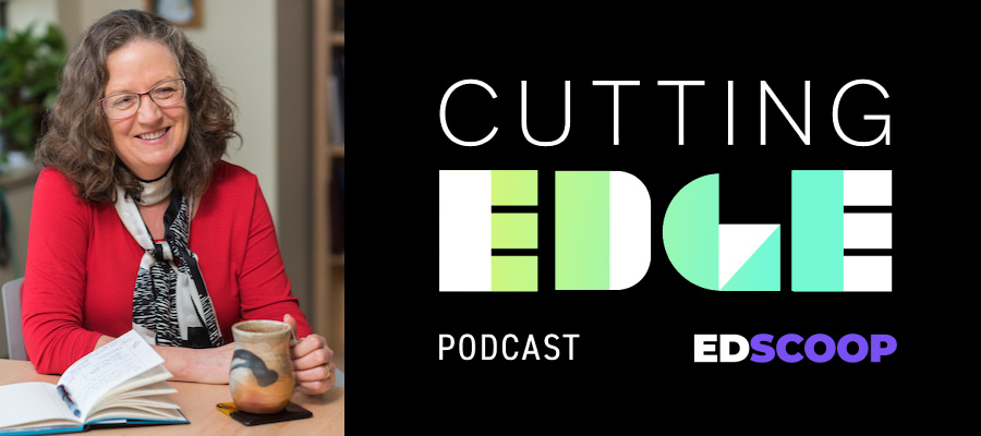 Photo of Lois Brooks and the Cutting Edge Podcast logo