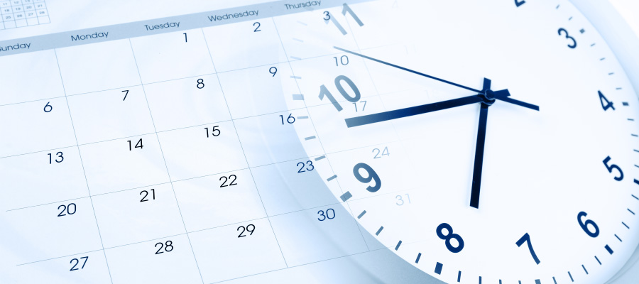 Clock superimposed over a calendar