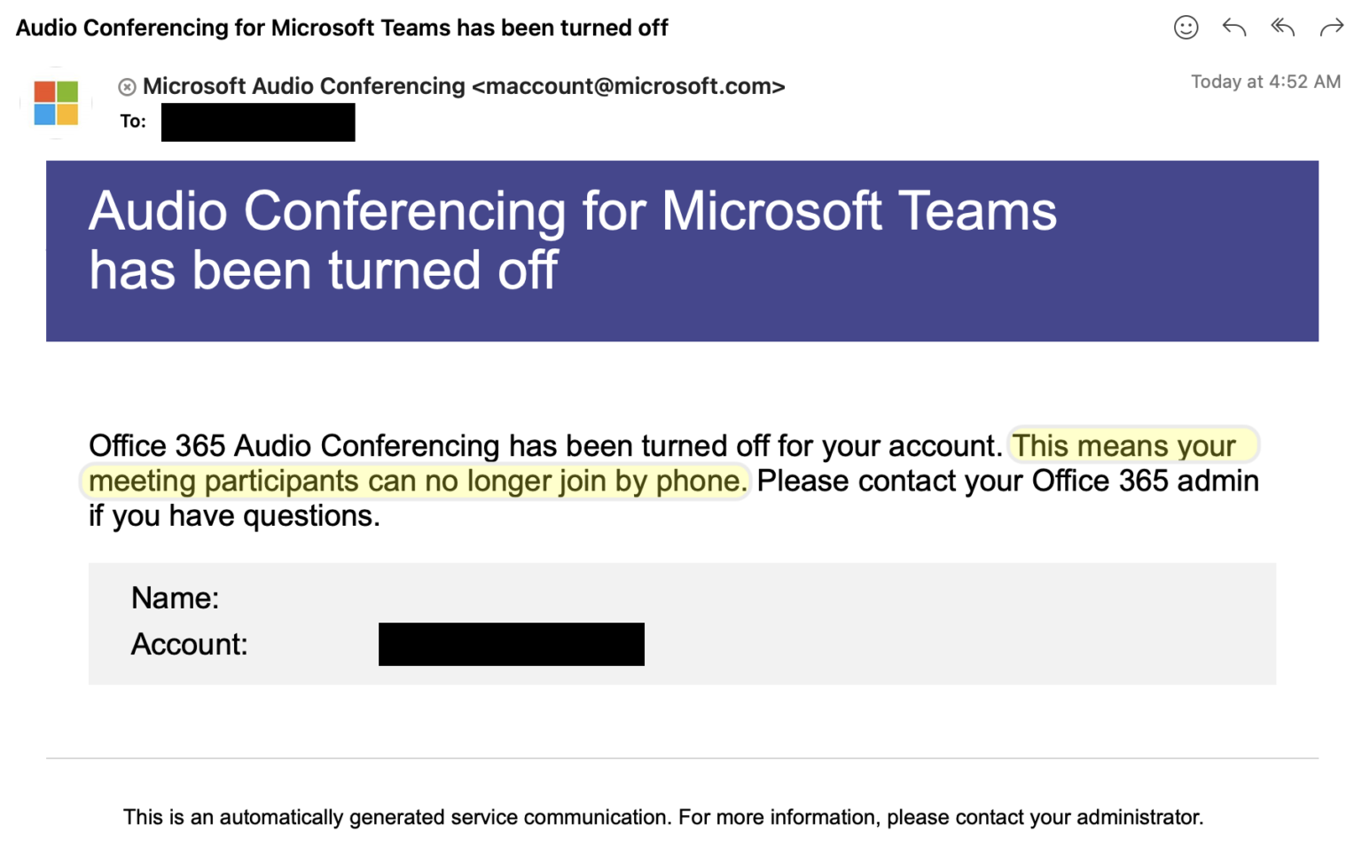 Microsoft Teams audio conferencing email is legitimate UW⁠Madison