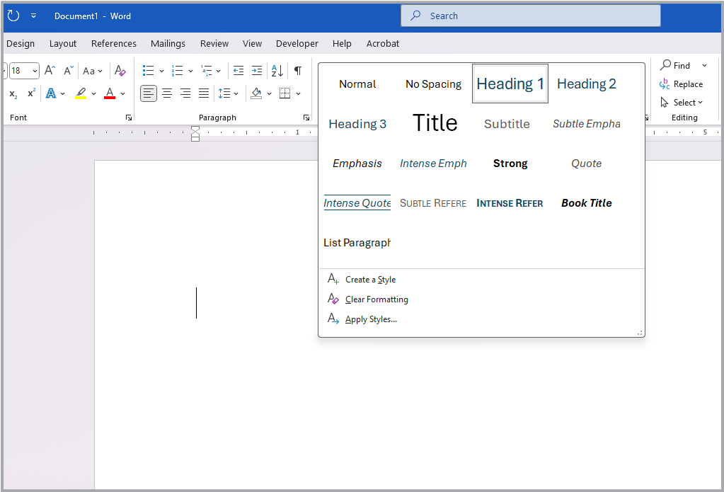A sample page in Microsoft Word. Refer to caption for more details.