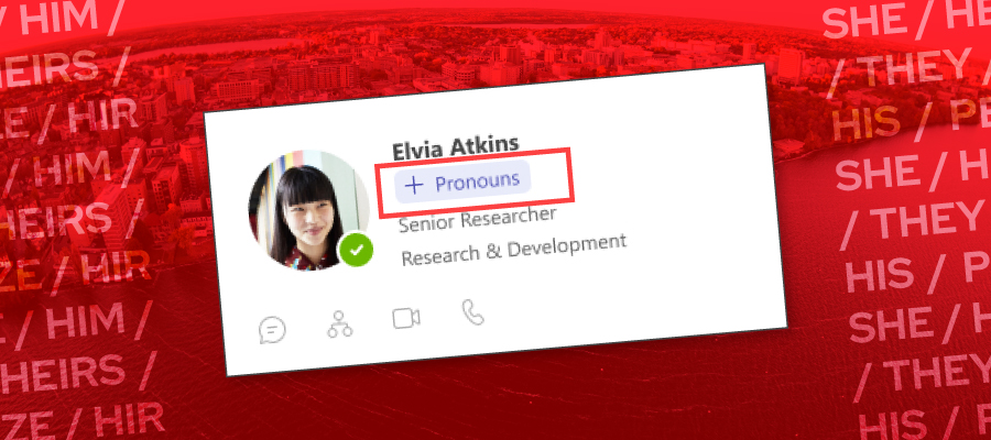 Microsoft Teams pronoun menu screen