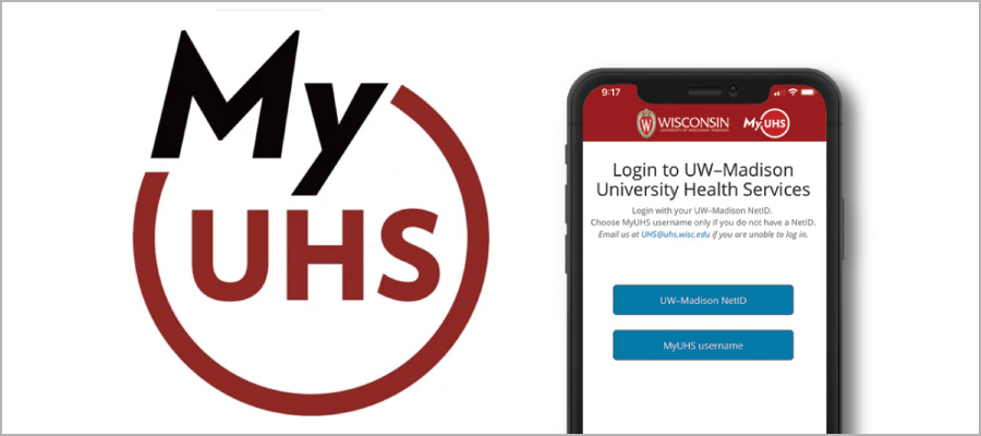 MyUHS logo with a smartphone