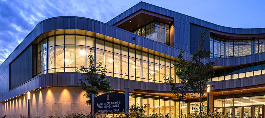 Exterior of the Bakke Recreation & Wellbeing Center