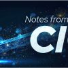 "Notes from the CIO" text with cyber pencil background
