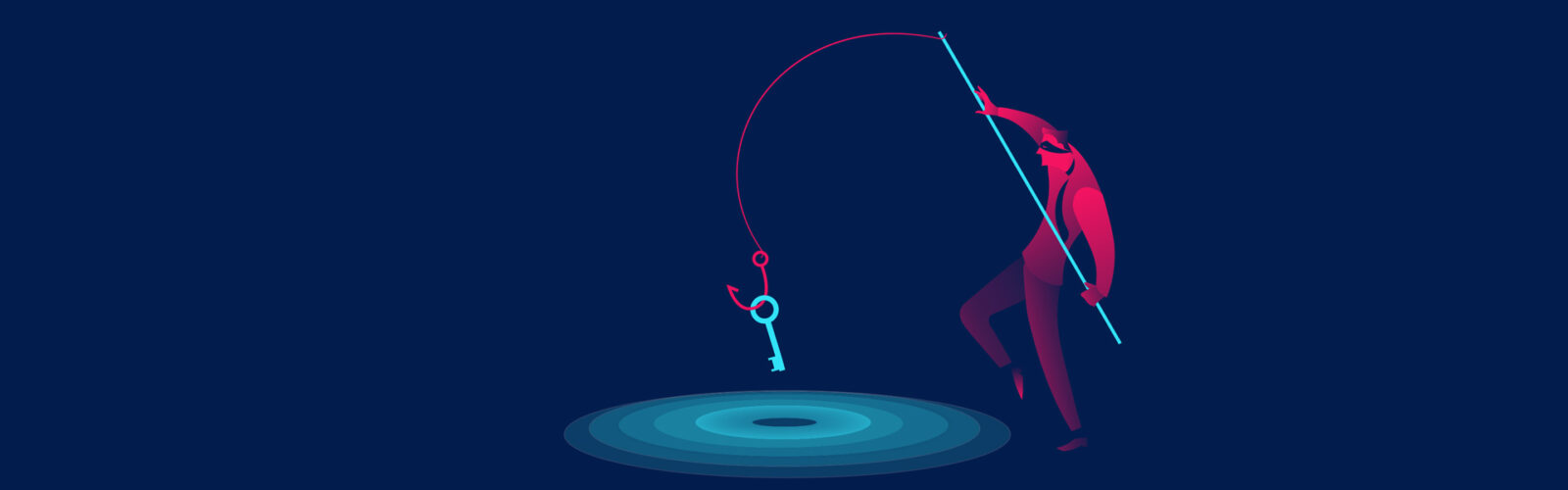 A thief with a fishing pole catching a key