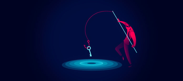 A thief with a fishing pole catching a key