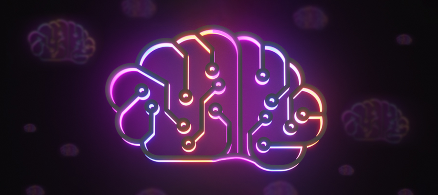 Software Training For Students (STS) brain with tech circuitry