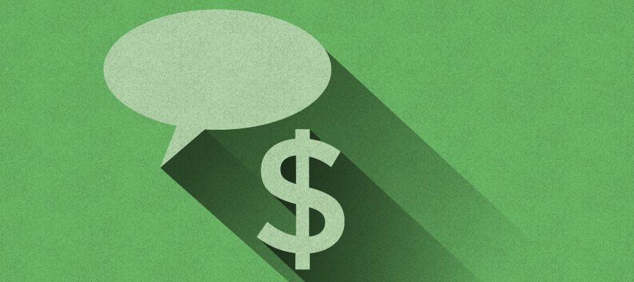 Speech bubble and dollar sign