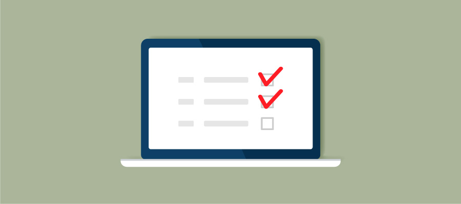 Laptop displaying survey check boxes