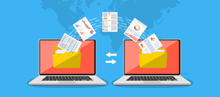 Files being transferred from one laptop to another.