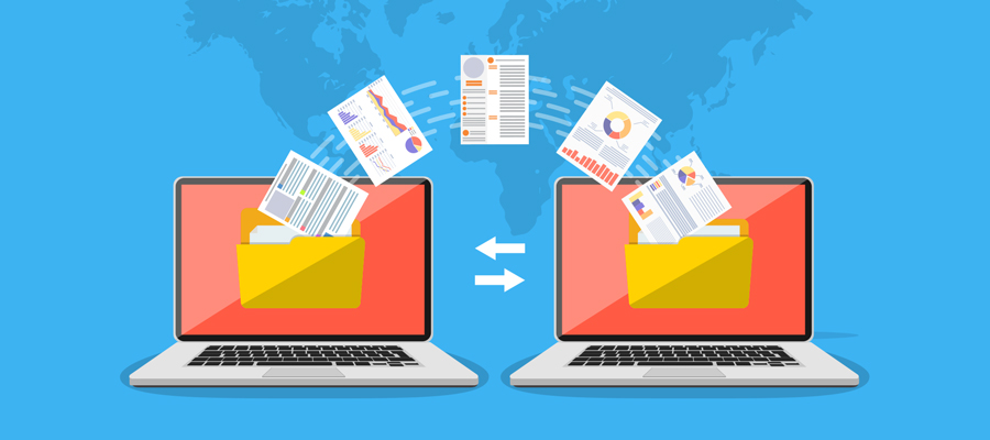 Files being transferred from one laptop to another.