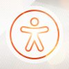 Line art image of a person in a circle the Universal Accessibility icon