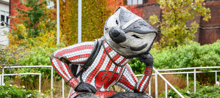 Statue of Bucky Badger at Alumni Park