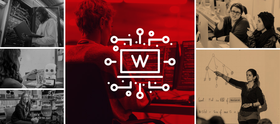 A montage of women working in IT