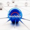 Blue "Workday" sphere connected to multiple white spheres in a network.