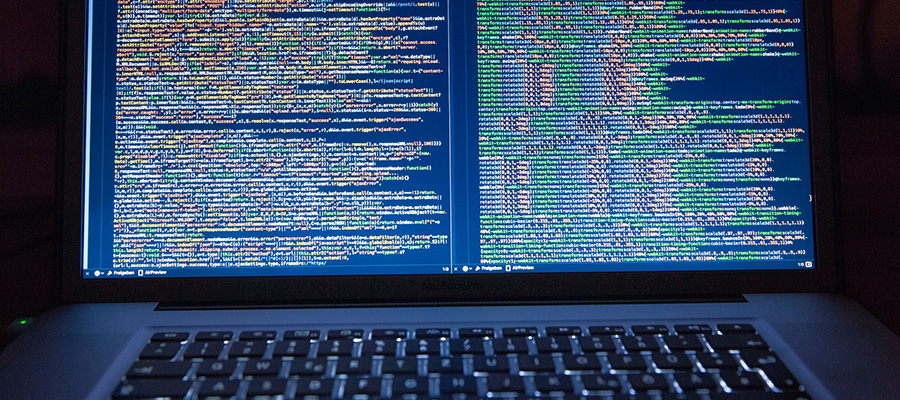 Image computer screen packed with code